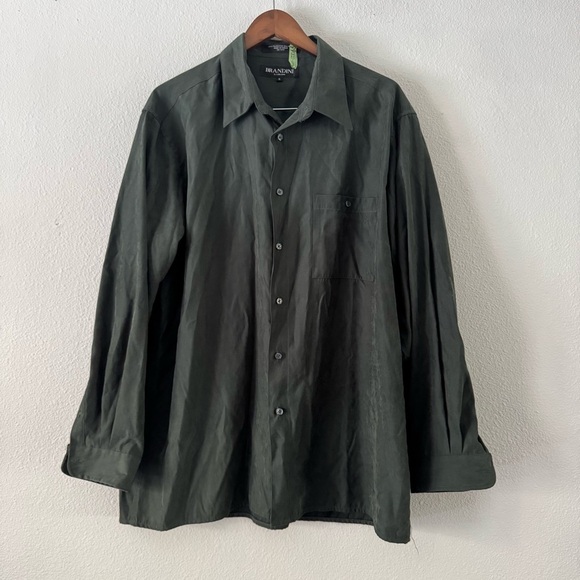 Oversized Button Up Shirt XL Vintage Suede Feel Streetwear Layering Brandini - Picture 12 of 14